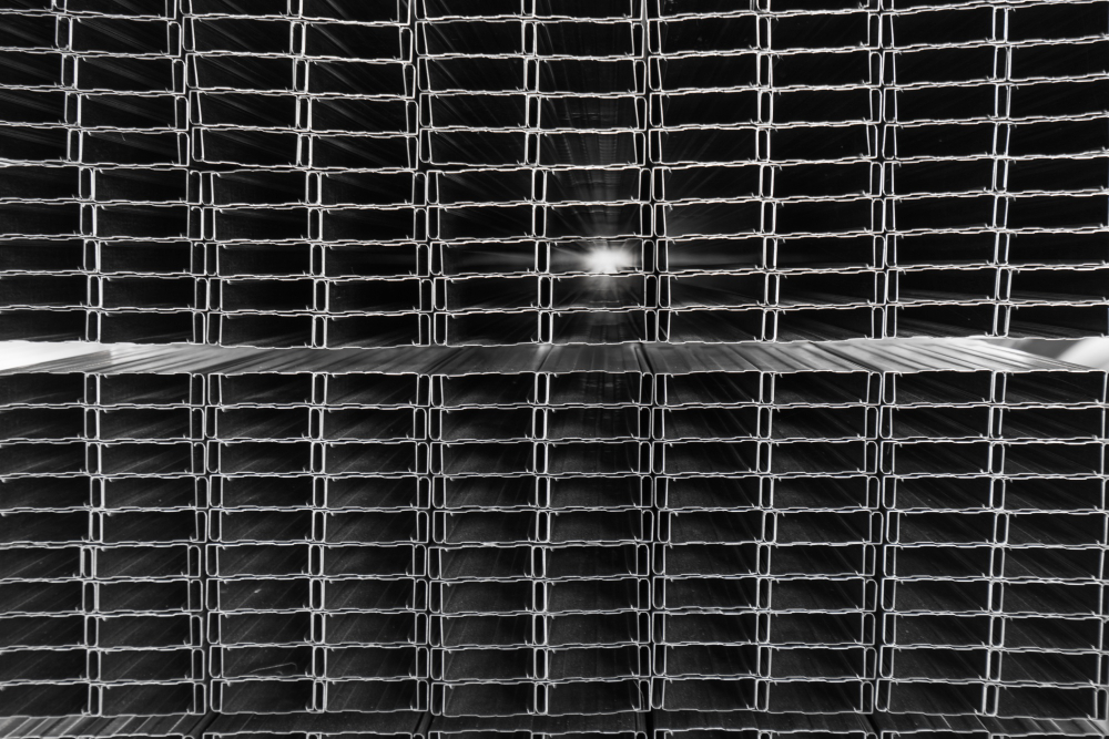U-shaped Steel Channel bars used for structural support in construction