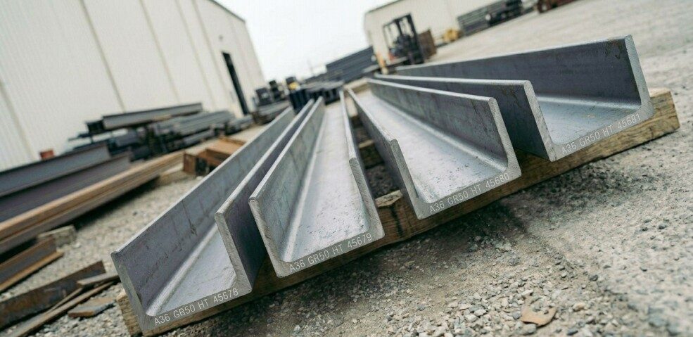 U-shaped Steel Channel bars used for structural support in construction