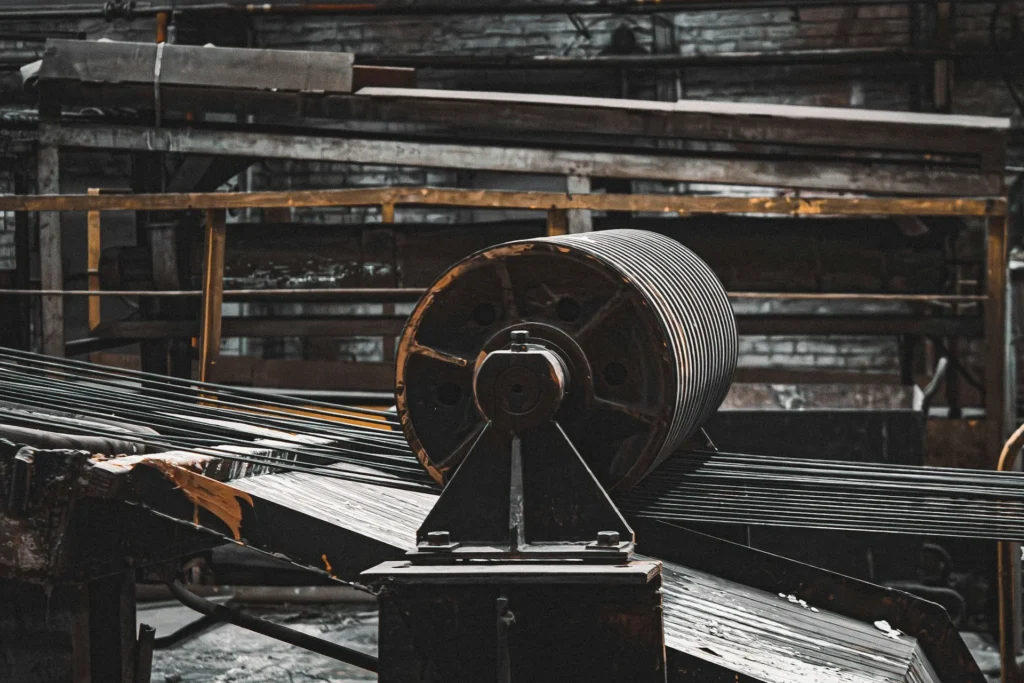 Industrial steel coil slitting machine producing custom-width steel strips