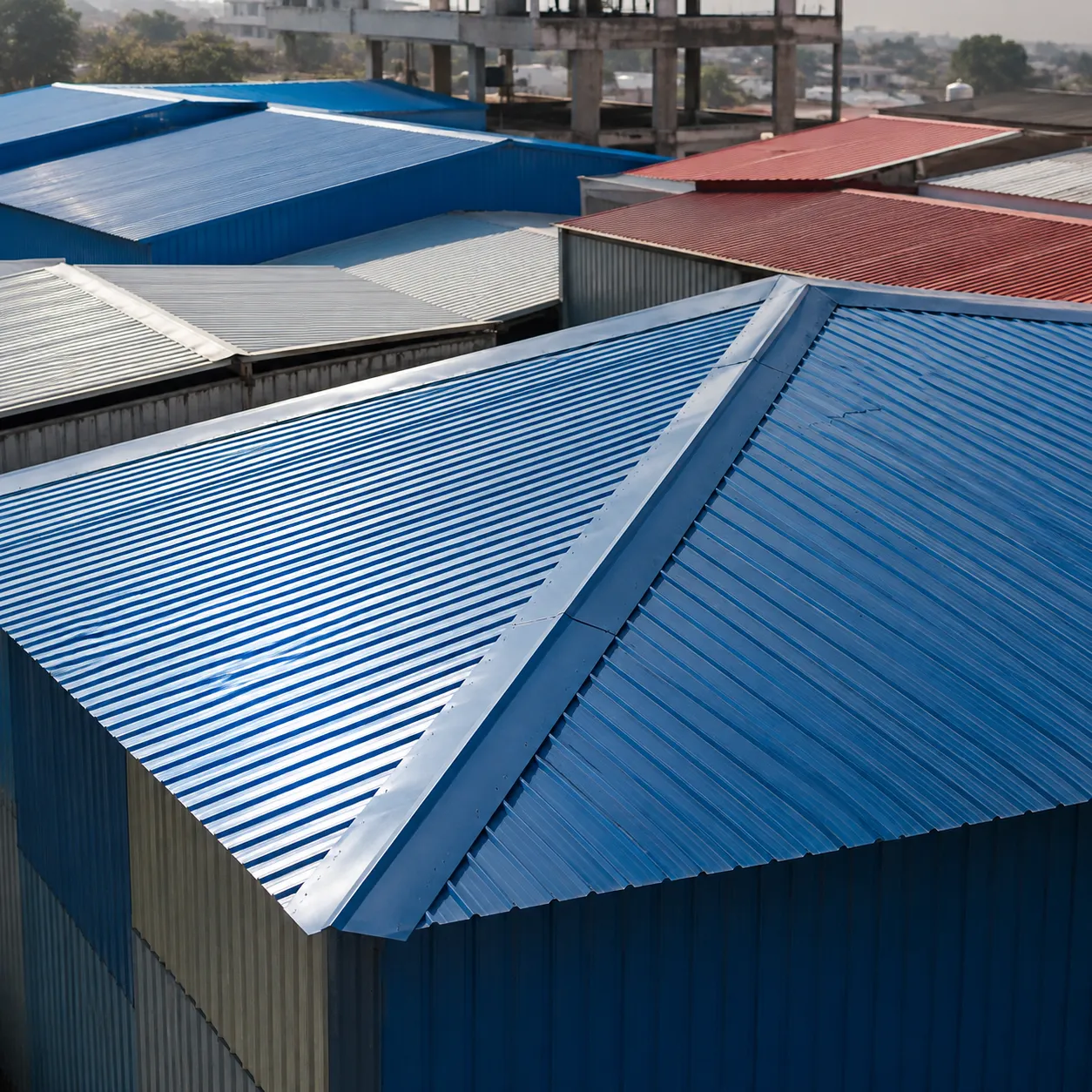 Blue PPGI steel wall cladding for industrial building