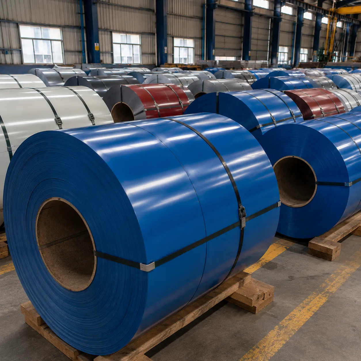 Blue PPGI colour coated steel coil for roofing and cladding in Pakistan